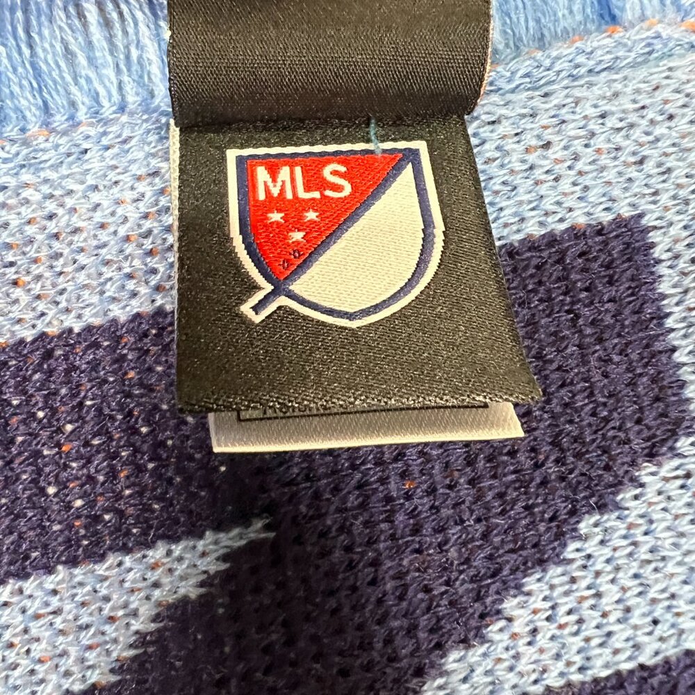 Adidas Unisex OSFA Blue Knit Winter Fringe New York City FC MLS Scarf NWT - Picture 8 of 9